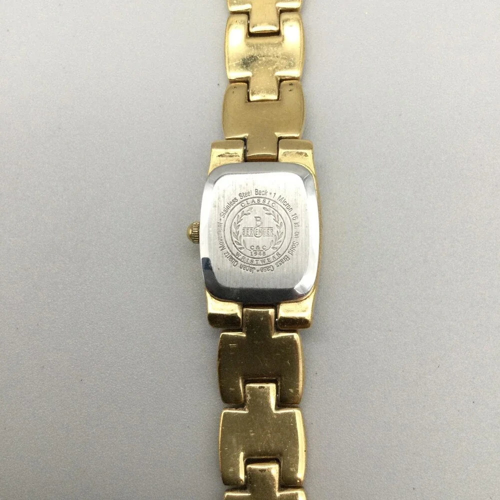 Berenger Womens Watch 16mm Gold Plated Bracelet Cream Dial New Battery 7.75